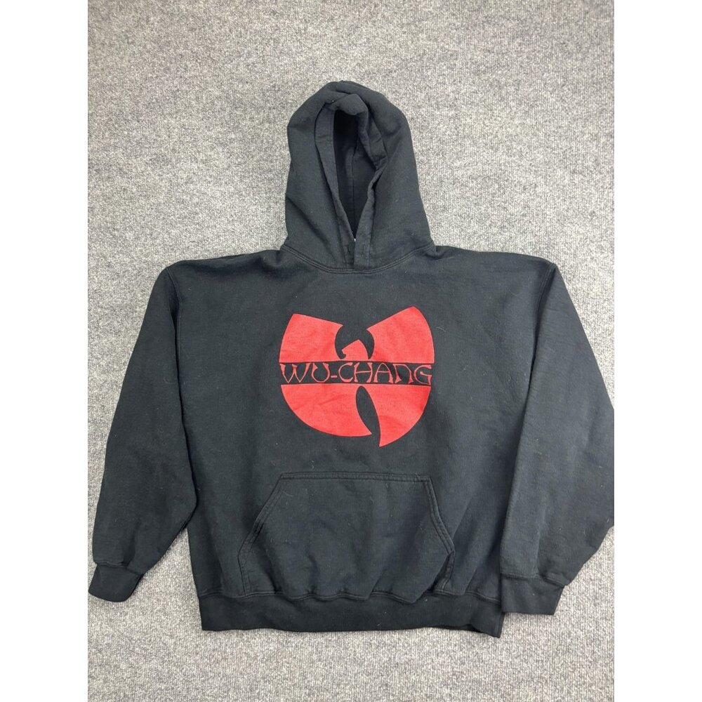 Gildan Hoodie Mens XL Black Pullover Fleece Sweatshirt Wu-Chang Graphic Hip Hop